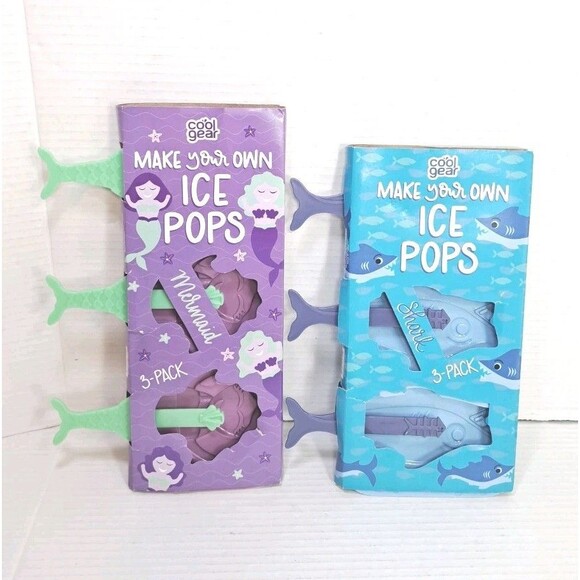 Cool Gear Make Your Own Mermaid & Shark Ice Pops 6 Molds Summer Popsicle Mold - Picture 1 of 4